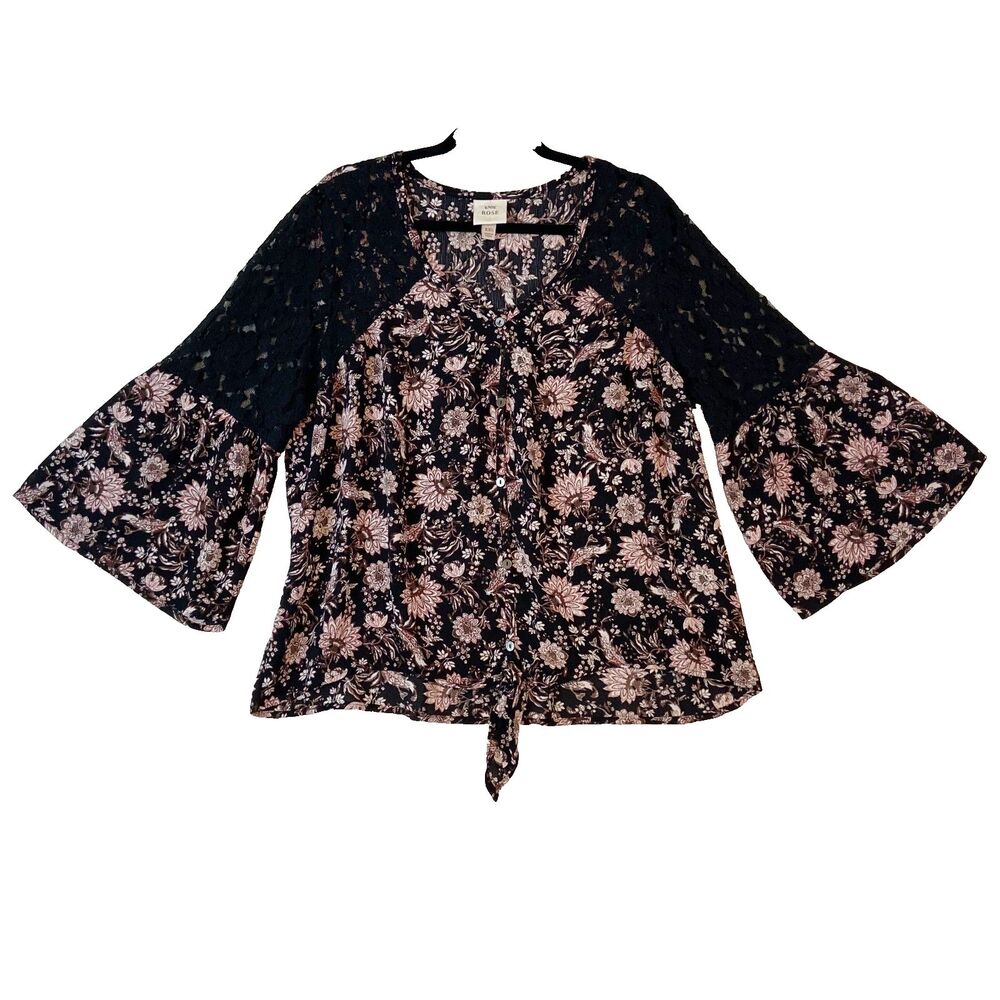 Knox Rose Top Womens XXL Floral Lace Dark‎ Cottage Witchy Whimsigoth Romantic